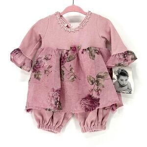 Bebemonde Baby Dress 3M Purple Floral Romper Summer Photo Shoot NWT